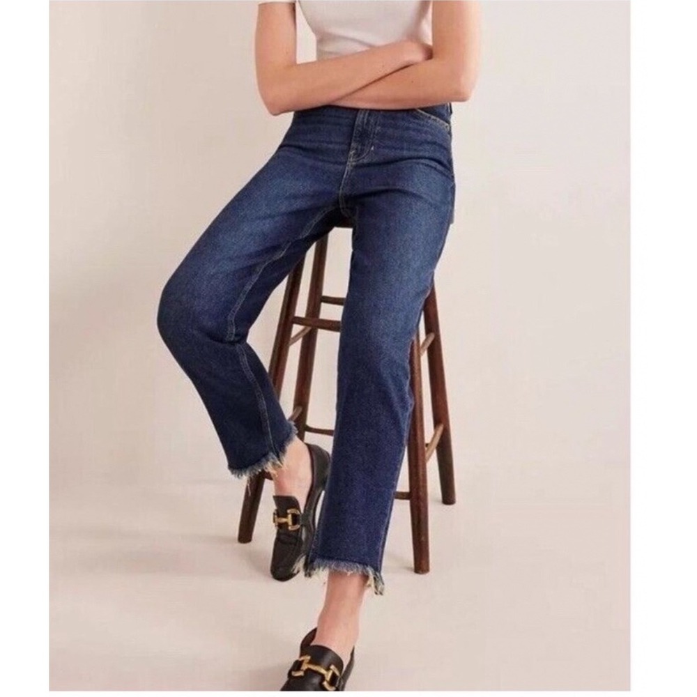 Boden Womens High Rise Classic Slim Jeans Dark Wash Raw Hem Blue W27 L28